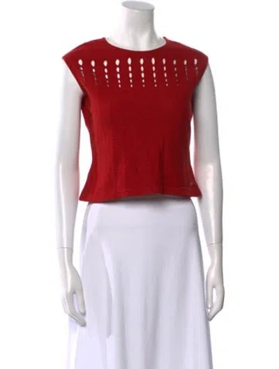 Pre-owned Escada Crew Neck Sleeveless Crop Top In Red