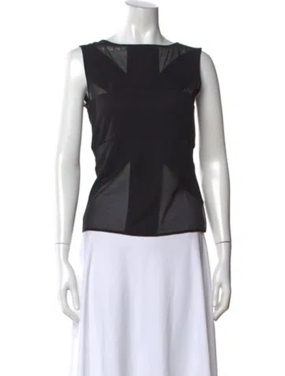Pre-owned Escada Crew Neck Sleeveless Top In Black