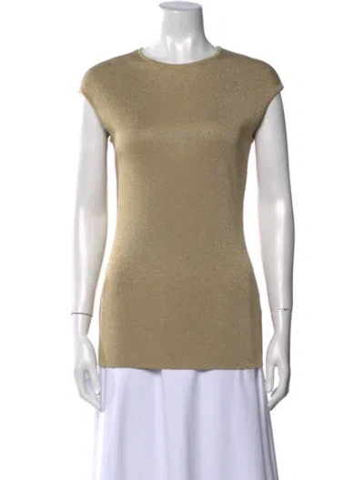 Pre-owned Escada Crew Neck Sleeveless Top In Gold