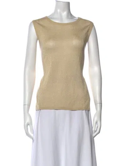 Pre-owned Escada Crew Neck Sleeveless Top In Gold