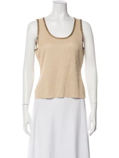 Pre-owned Escada Crew Neck Sleeveless Top In Neutrals