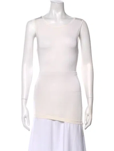 Pre-owned Escada Crew Neck Sleeveless Top In White