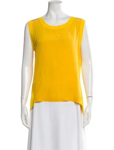 Pre-owned Escada Crew Neck Sleeveless Top In Yellow