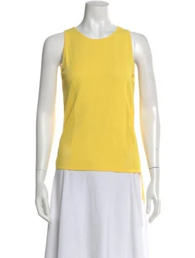 Pre-owned Escada Crew Neck Sleeveless Top In Yellow