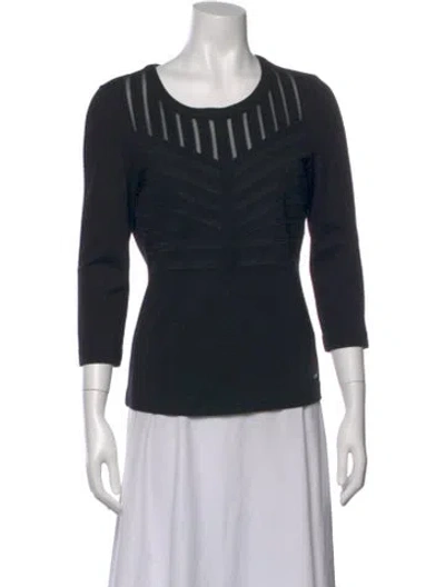 Pre-owned Escada Crew Neck Three-quarter Sleeve Top In Black