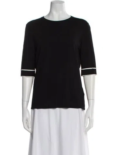 Pre-owned Escada Crew Neck Three-quarter Sleeve Top In Black