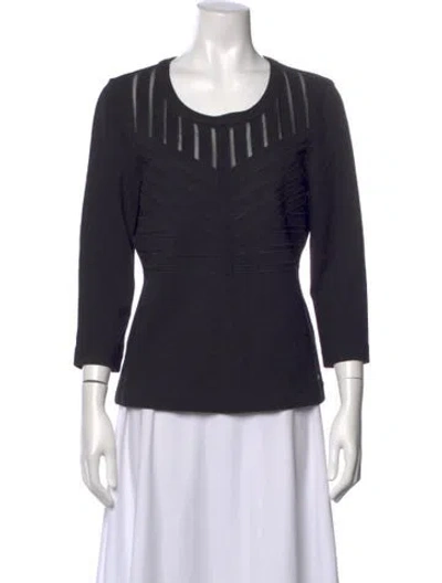 Pre-owned Escada Crew Neck Three-quarter Sleeve Top In Blue