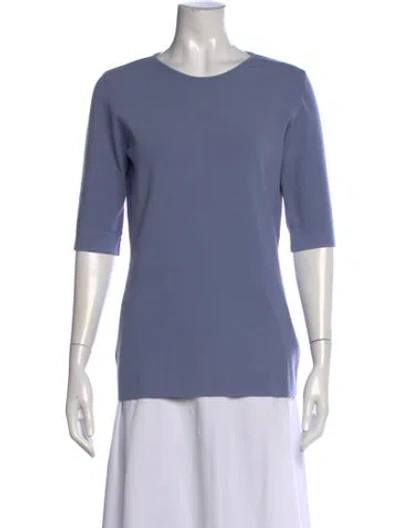 Pre-owned Escada Crew Neck Three-quarter Sleeve Top In Blue