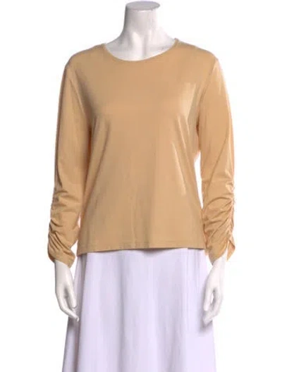 Pre-owned Escada Crew Neck Three-quarter Sleeve Top In Neutral
