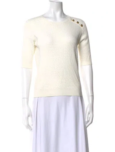Pre-owned Escada Crew Neck Three-quarter Sleeve Top In Neutral