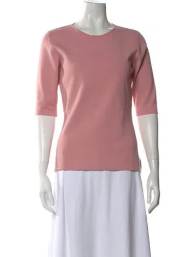 Pre-owned Escada Crew Neck Three-quarter Sleeve Top In Pink