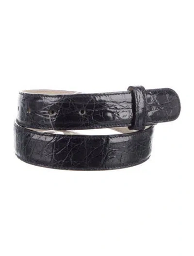 Pre-owned Escada Crocodile Waist Belt In Blue