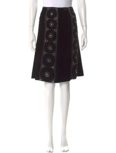 Pre-owned Escada Crystal Embellishments Knee-length Skirt W/ Tags In Black