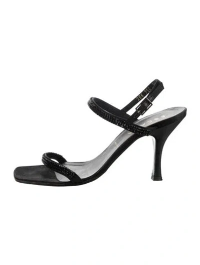 Pre-owned Escada Crystal Embellishments Sandals In Black
