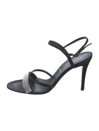 Pre-owned Escada Crystal Embellishments Sandals In Black