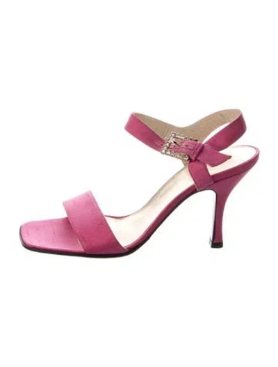 Pre-owned Escada Crystal Embellishments Sandals In Pink