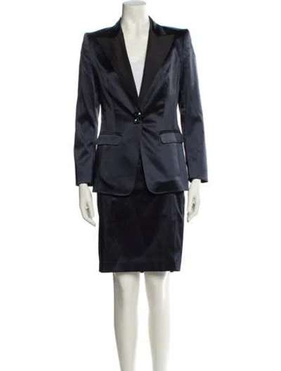 Pre-owned Escada Crystal Embellishments Skirt Suit In Blue