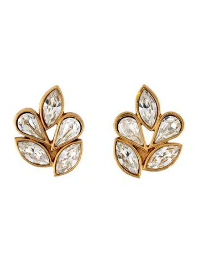 Pre-owned Escada Crystal Teardrop Cluster Clip On Earrings In Multicolor