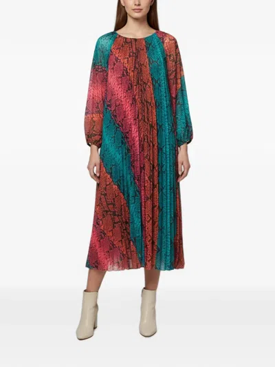 Pre-owned Escada Dansion Snakeskin-print Maxi Dress In Red