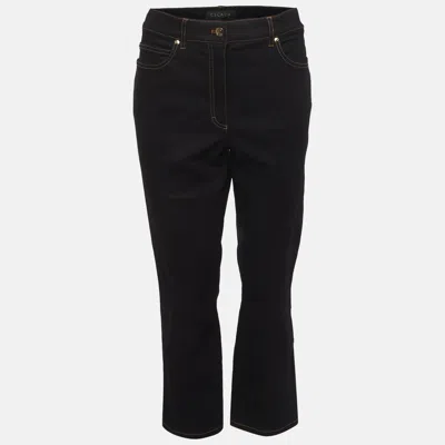 Pre-owned Escada Dark Blue Stretch Denim Straight Fit Jeans L/waist 35"