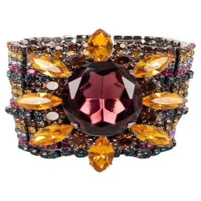 Pre-owned Escada Dark-silvery Metal Bracelet With Rhinestone In Multi