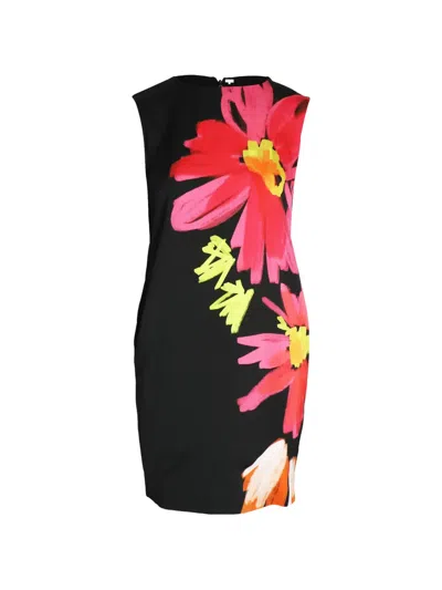 Pre-owned Escada Demici Floral-print Mini Dress In Black