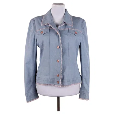 Pre-owned Escada Denim Jacket / Jacket Size 36 (xs) With Beads, Vintage In Gray
