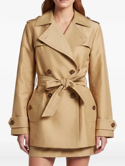 Pre-owned Escada Double-breasted Trench Coat In Neutrals