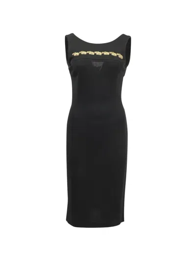 Pre-owned Escada Elephant Embroidered Dress In Black