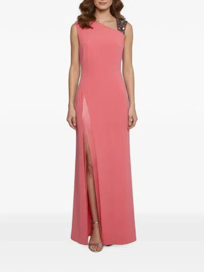 Pre-owned Escada Embellished Asymmetric Cocktail Maxi Dress In Pink