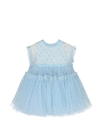 Escada Babies' Embellished Ruffled Dress In Blue