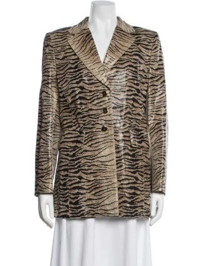 Pre-owned Escada Embossed Leather Animal Print Blazer