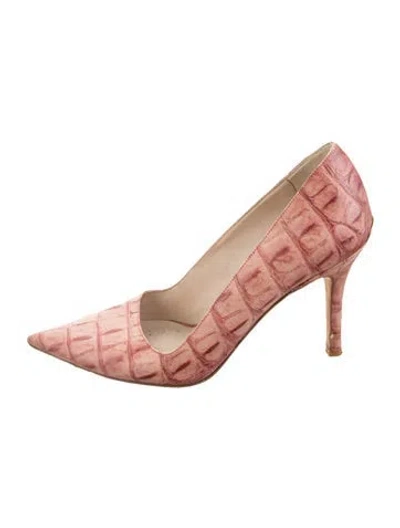 Pre-owned Escada Embossed Leather Animal Print Pumps In Pink