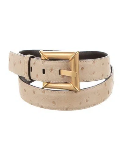 Pre-owned Escada Embossed Leather Belt Kit In Neutral