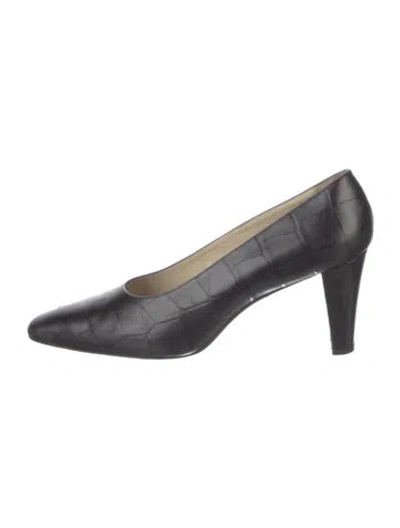 Pre-owned Escada Embossed Leather Pumps In Green