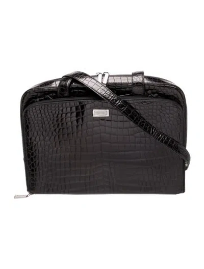 Pre-owned Escada Embossed Leather Shoulder Bag In Black
