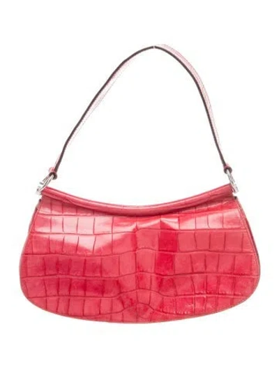 Pre-owned Escada Embossed Leather Shoulder Bag In Red