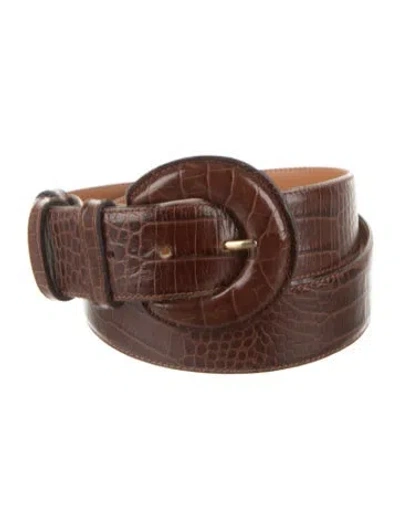 Pre-owned Escada Embossed Leather Waist Belt In Brown