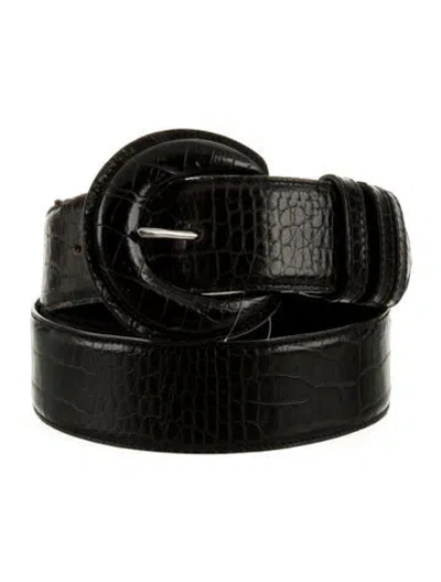 Pre-owned Escada Embossed Leather Waist Belt In Brown