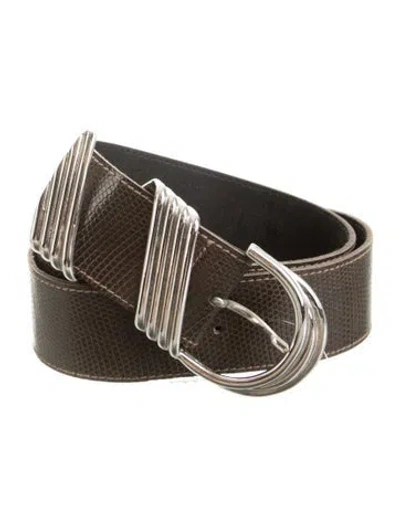 Pre-owned Escada Embossed Leather Waist Belt In Brown