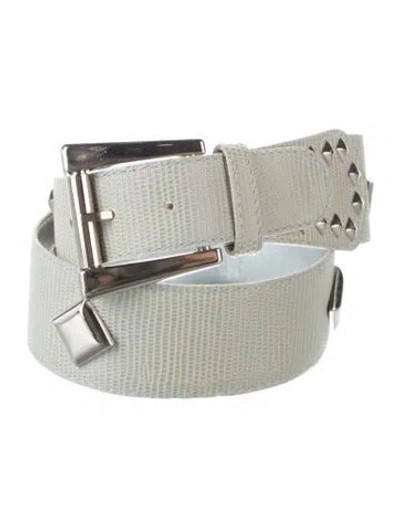 Pre-owned Escada Embossed Leather Waist Belt In Green