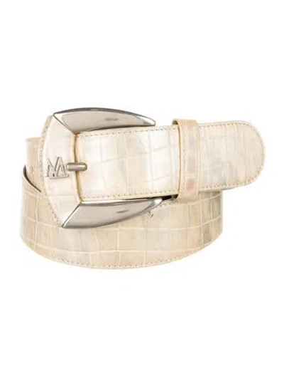 Pre-owned Escada Embossed Leather Waist Belt In Neutrals