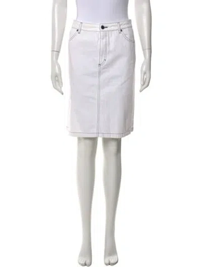 Pre-owned Escada Embroidered Accent Knee-length Skirt In White