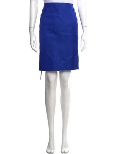 Pre-owned Escada Embroidered Accent Mini Skirt In Blue