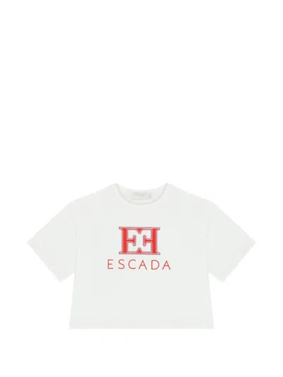 Escada Kids' Embroidered Crop T-shirt In White