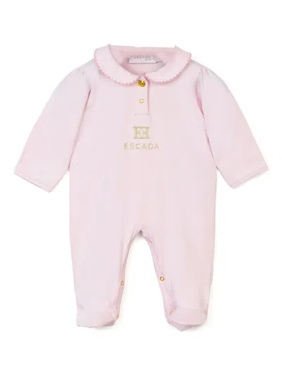 Escada Embroidered-logo Babygrow In Pink