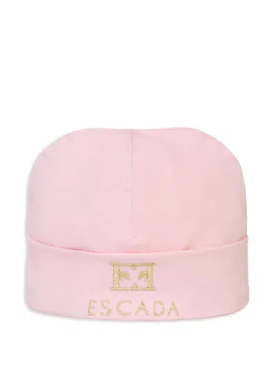 Escada Babies' Embroidered-logo Beanie Hat (set Of Two) In Pink