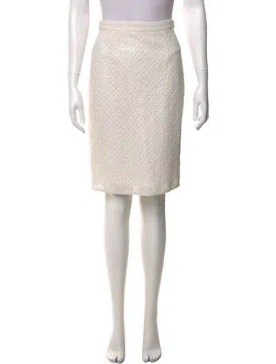 Pre-owned Escada Eyelet Trim Knee-length Skirt In Neutral
