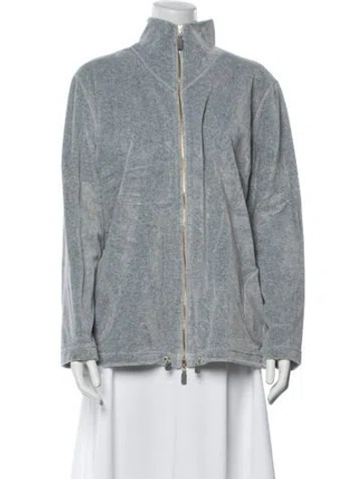 Pre-owned Escada Faux Fur Jacket In Gray