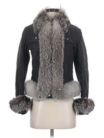Pre-owned Escada Faux Fur Jacket In Gray